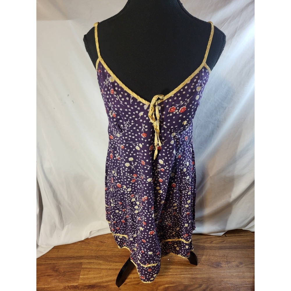 Anthropologie Eloise Floral Blue Cotton Slip Dress